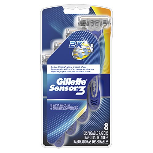 Gillette Sensor3 Men's Disposable Razor, 8 Count, Mens Razors / Blades