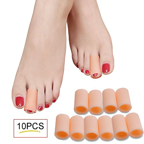 Toe Sleeves,Gel Toe Protectors and Separators (10 Pcs Medium Size) for Hammer Toe, Corn, Calluses,Blisters