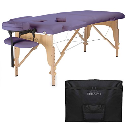 Saloniture Professional Portable Folding Massage Table With Carrying Case Lavender