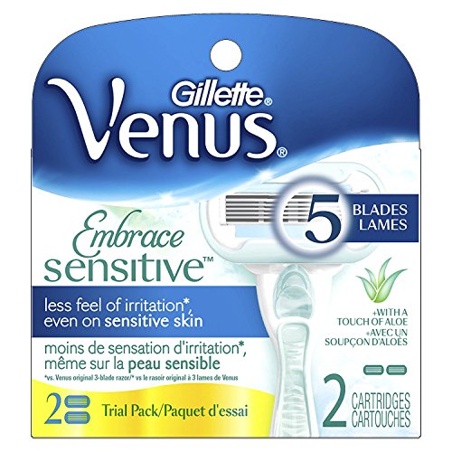 Gillette Venus Embrace Sensitivity Aloe Touch Women’s 5 Blades Razor System – 4 Cartridges