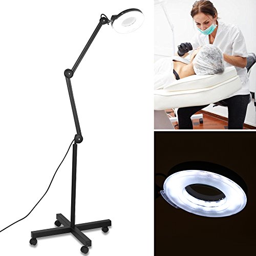 Cocoarm LED Magnifying Lamp,5X Magnifier Floor Lamp Adjustable Rolling