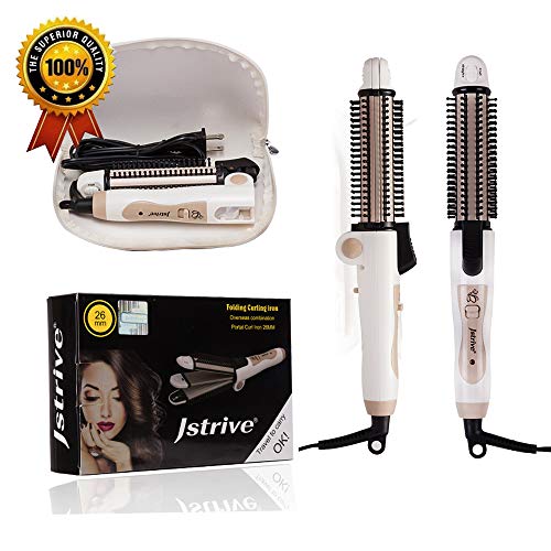 3 in 1 Mini Travel Flat Iron Curling Iron Brush Hair Straightener and