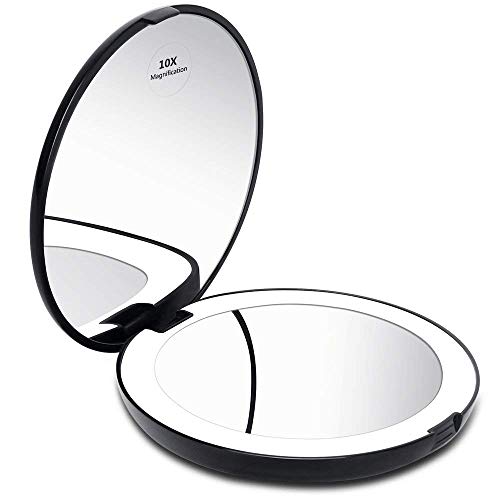 KEDSUM LED Lighted Compact Travel Mirror, 1x/10x Magnification Lighted ...