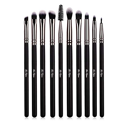 Eye Makeup Brushes, 10pcs Makeup Brushes Set with Eyeshadow, Eyebrow, Eyeliner, Blending, Contour Make UP Brushes Kit – for Shading & Blending of Eyeshadow Cream Powder Highlighter
