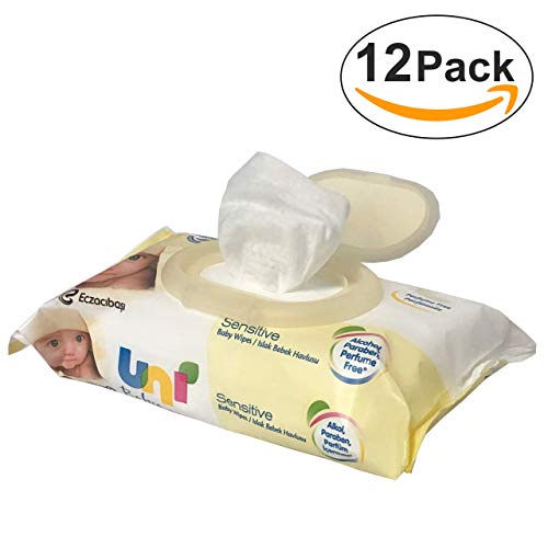 Uni Sensitive Baby Wet Wipes, 672 Count, 12 Packs of 56 Count, No