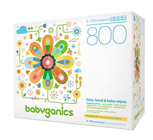 Babyganics Fragrance-Free Face, Hand and Baby Wipes, 800 wipes, Packaging May Vary