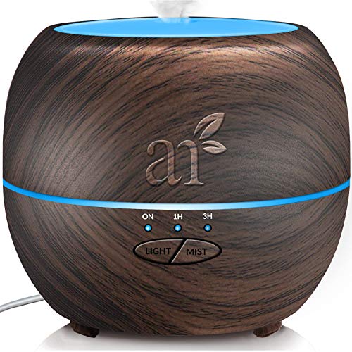 ArtNaturals Aromatherapy Essential Oil Diffuser – (13.5 Fl Oz / 400ml Tank – Dark Brown) – Ultrasonic Aroma Humidifier – Auto Shut-Off and 7 Color LED Lights – For Home, Office & Bedroom