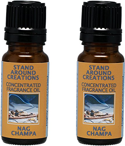 Set of 2 – Concentrated Fragrance Oil – Nag Champa: Has the aroma of incense; patchouli, sandalwood, and dragon’s blood. Made with natural essential oils.(.33 fl.oz.)